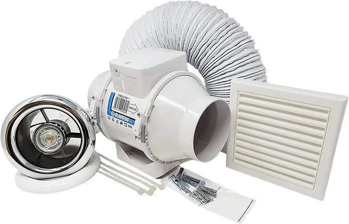 BLKIT-TURBO-E-100-T-LED - Blauberg KIT-TURBO-E-100-T-LED Bathroom Shower Fan Kit 100mm & Timer & MR16 Led