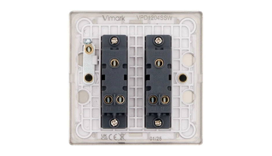 VPD1204SSW - Pro Décor 2 Gang 2 Way 10AX Plate Switch Stainless Steel White Insert