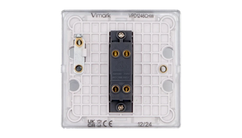 VPD1246CHW - Pro Décor 1 Gang Intermediate 10AX Plate Switch Chrome White