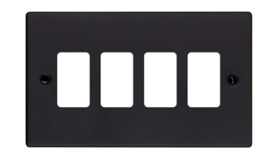 VPD2704MB - Pro Décor 4 Gang Grid Plate Matt Black