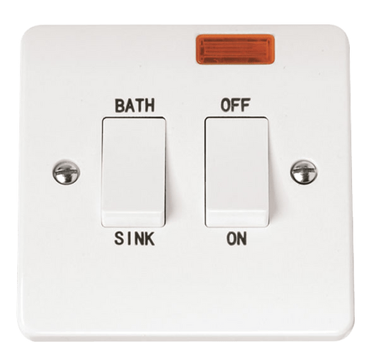 CMA024 - 20A DP Sink/Bath Plate Switch With Neon