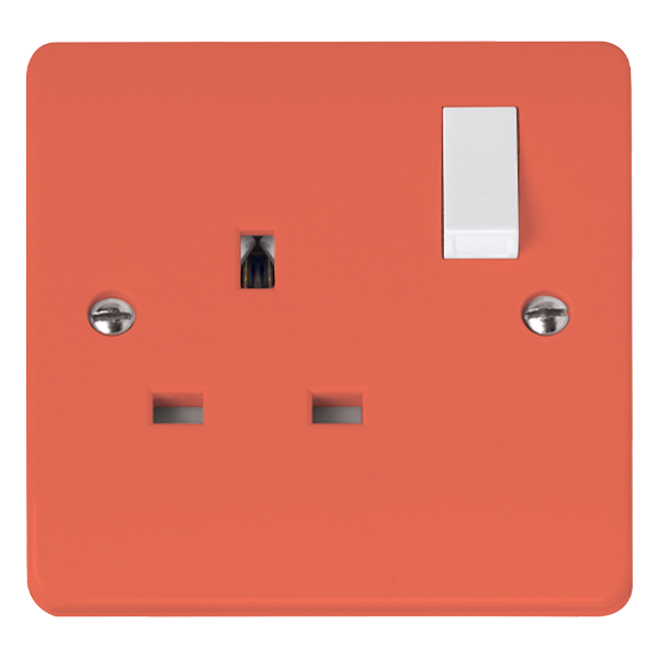 CMA1035RDPW - 13A 1 Gang DP Switched Socket Outlet Red With Polar White Rocker