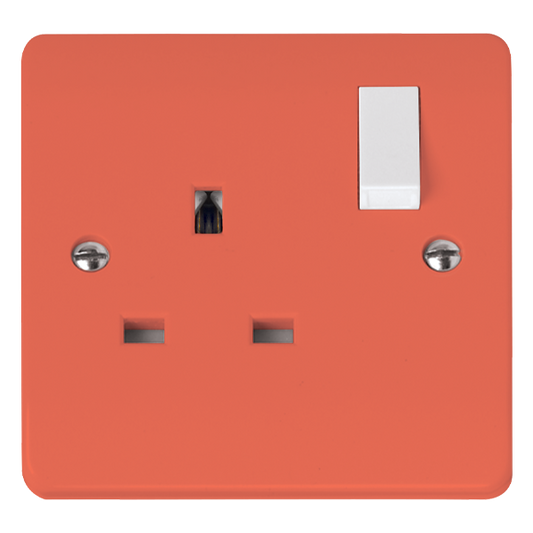 CMA1035RDPW - 13A 1 Gang DP Switched Socket Outlet Red With Polar White Rocker