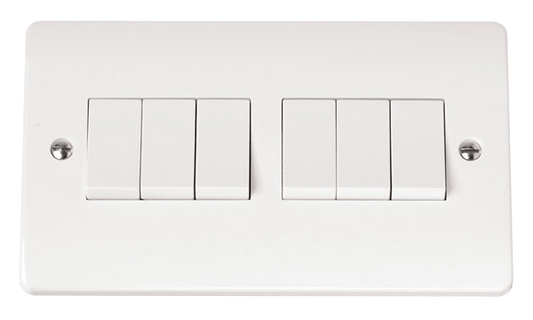 CMA105 - 10AX 6 Gang 2 Way Plate Switch