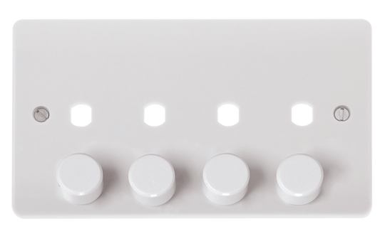 CMA148PL - 2 Gang Unfurnished Dimmer Plate & Knobs (1600W Max) - 4 Apertures