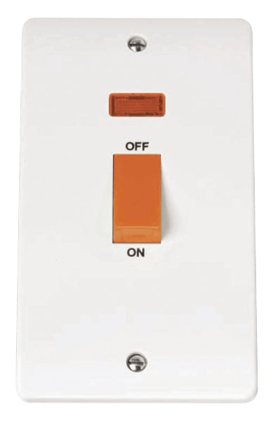CMA203 - 45A 2 Gang (Vertical) DP Plate Switch With Neon