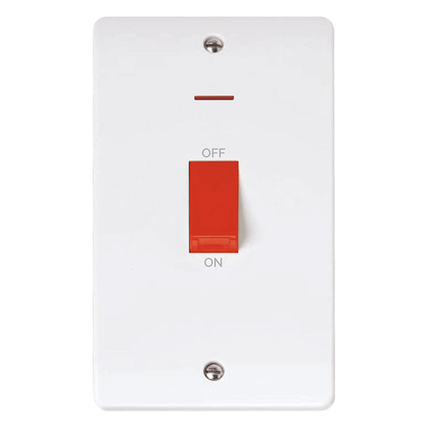 CMA2203 - 50A 2 Gang (Vertical) DP Plate Switch With LED