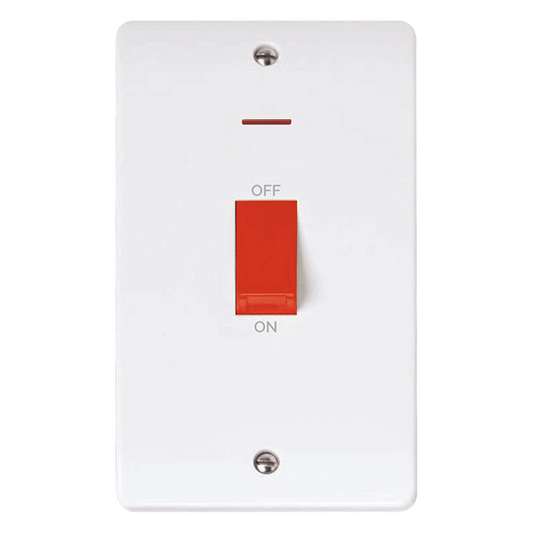 CMA2203 - 50A 2 Gang (Vertical) DP Plate Switch With LED
