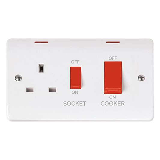 CMA2205 - 50A 2 Gang DP Switch With 13A DP Switched Socket Outlet & LEDs