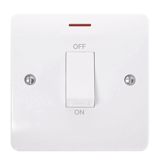 CMA2501 - 50A 1 Gang DP Plate Switch With White Rocker & LED