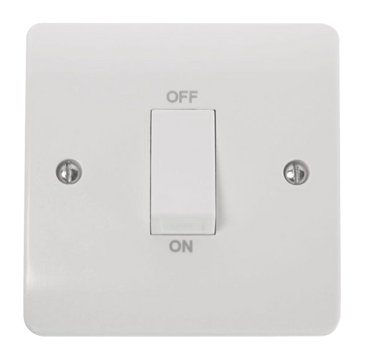 CMA500 - 45A 1 Gang DP Plate Switch With White Rocker