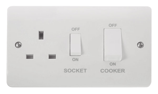 CMA504 - 45A 2 Gang DP Switch With 13A DP Switched Socket Outlet & White Rockers