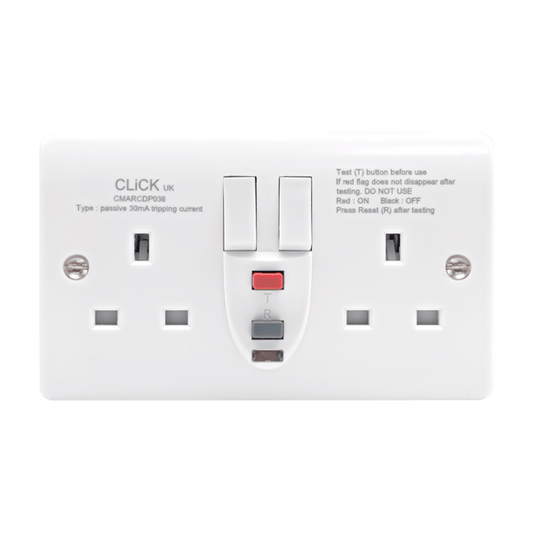 CMARCDP036 - 13A 2 Gang Type A Passive RCD Switched Socket Outlet