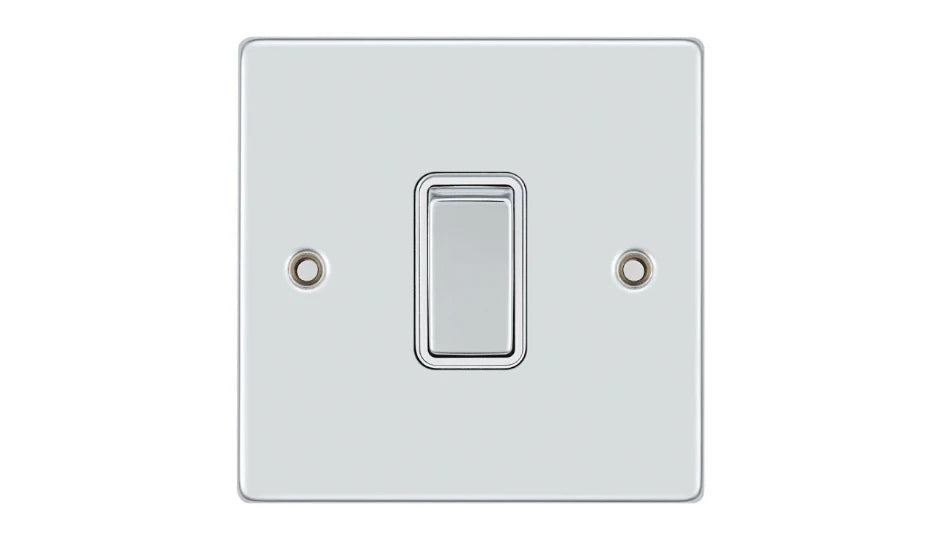 VPD1203CHW - Pro Décor 1 Gang 2 Way 10AX Plate Switch Chrome White Insert