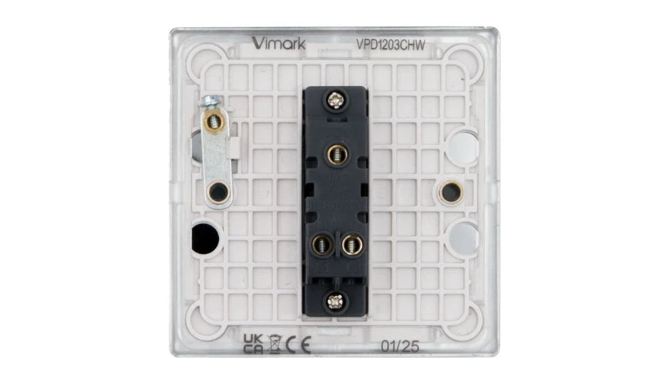 VPD1203CHW - Pro Décor 1 Gang 2 Way 10AX Plate Switch Chrome White Insert