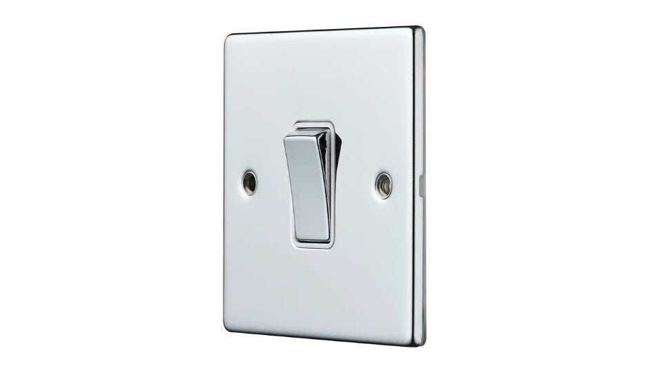 VPD1203CHW - Pro Décor 1 Gang 2 Way 10AX Plate Switch Chrome White Insert
