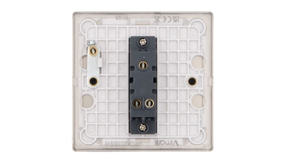 VPD1203SSW - Pro Décor 1 Gang 2 Way 10AX Plate Switch Stainless Steel White Insert