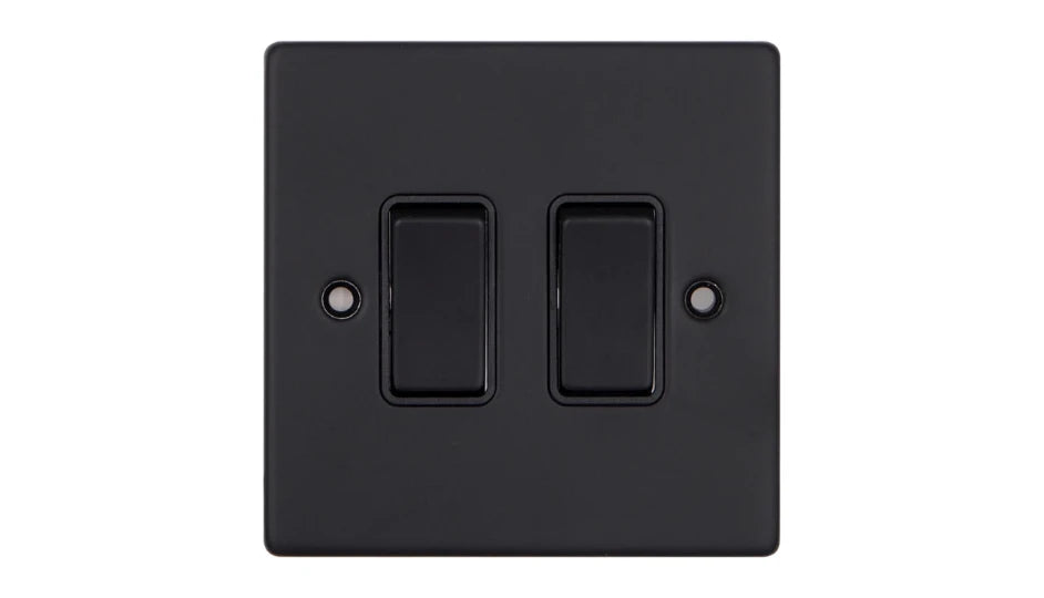 VPD1204MBB - Pro Décor 2 Gang 2 Way 10AX Plate Switch Matt Black