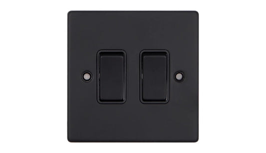 VPD1204MBB - Pro Décor 2 Gang 2 Way 10AX Plate Switch Matt Black