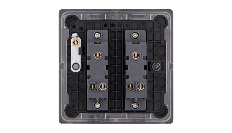 VPD1204MBB - Pro Décor 2 Gang 2 Way 10AX Plate Switch Matt Black