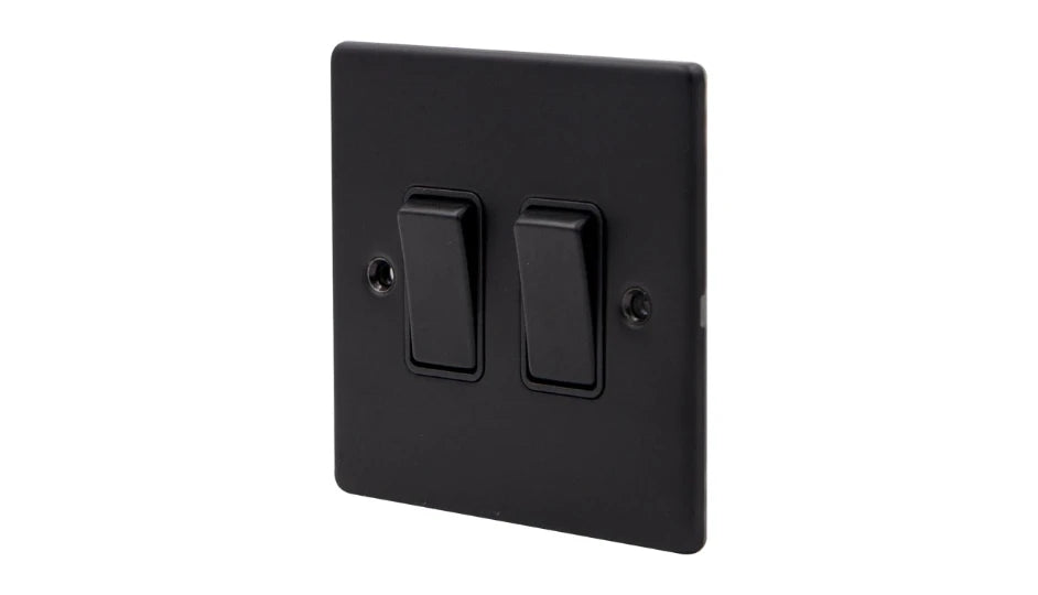 VPD1204MBB - Pro Décor 2 Gang 2 Way 10AX Plate Switch Matt Black