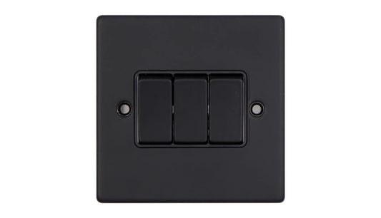VPD1205MBB - Pro Décor 3 Gang 2 Way 10AX Plate Switch Matt Black