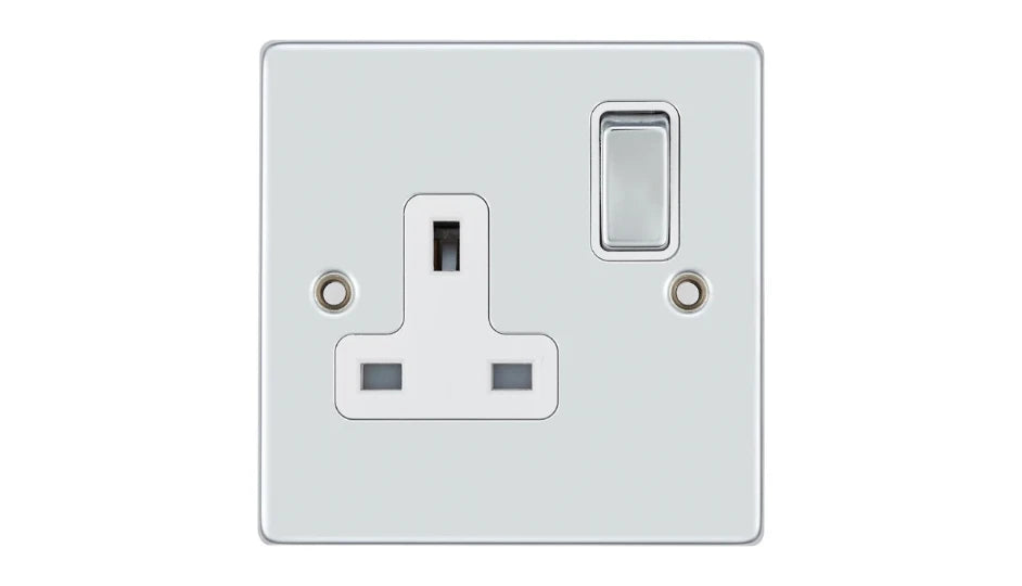 VPD1207DPCHW - Pro Décor 1 Gang 13A Switched Socket DP Chrome White Insert