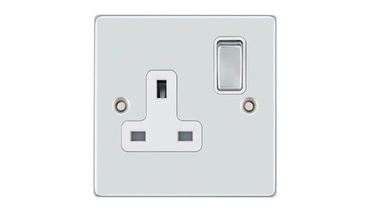 VPD1207DPCHW - Pro Décor 1 Gang 13A Switched Socket DP Chrome White Insert