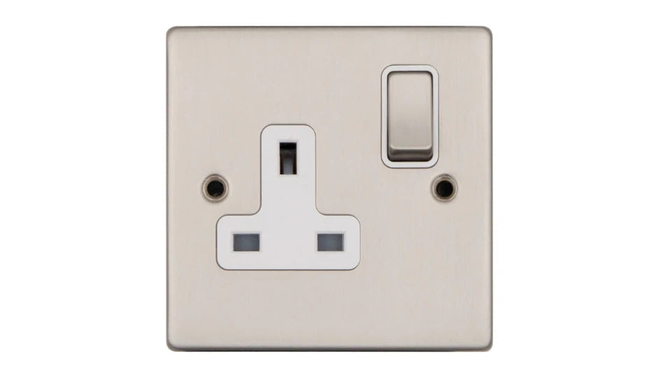 VPD1207DPSSW - Pro Décor 1Gang 13A Switched Socket DP Stainless Steel White Insert