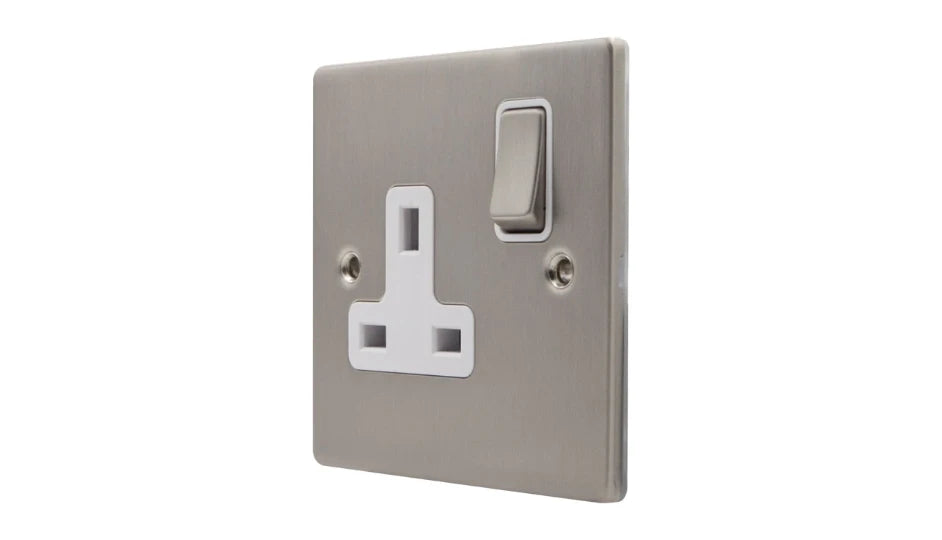 VPD1207DPSSW - Pro Décor 1Gang 13A Switched Socket DP Stainless Steel White Insert