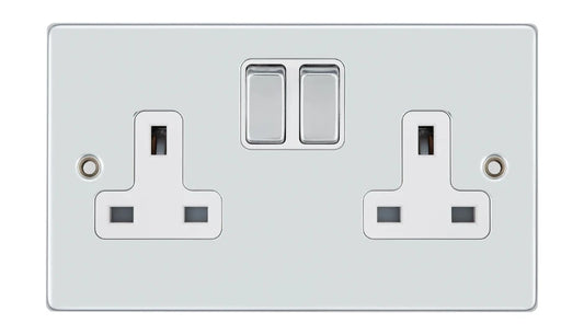 VPD1209DPCHW - Pro Décor 2 Gang 13A Switched Socket DP Chrome White Insert