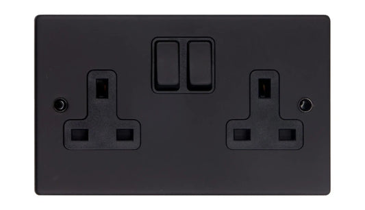 VPD1209DPMBB - Pro Décor 2 Gang 13A Switched Socket DP Matt Black