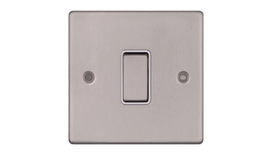 VPD1246SSW - Pro Décor 1 Gang Intermediate 10AX Plate Switch Stainless Steel White Insert