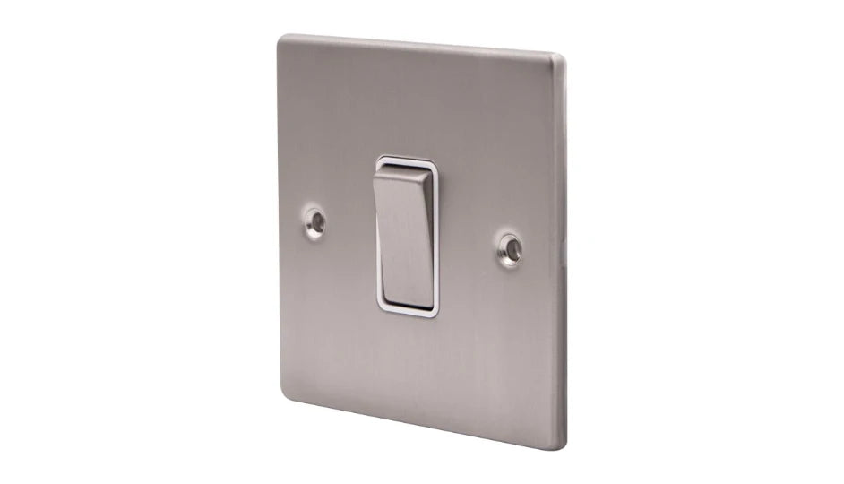 VPD1246SSW - Pro Décor 1 Gang Intermediate 10AX Plate Switch Stainless Steel White Insert