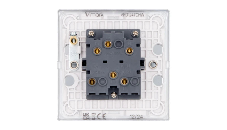 VPD1247CHW - Pro Décor 3 Pole Fan Isolator 10A Chrome White Insert