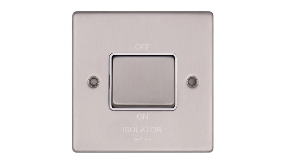 VPD1246SSW - Pro Décor 3 Pole Fan Isolator 10A Stainless Steel White Insert