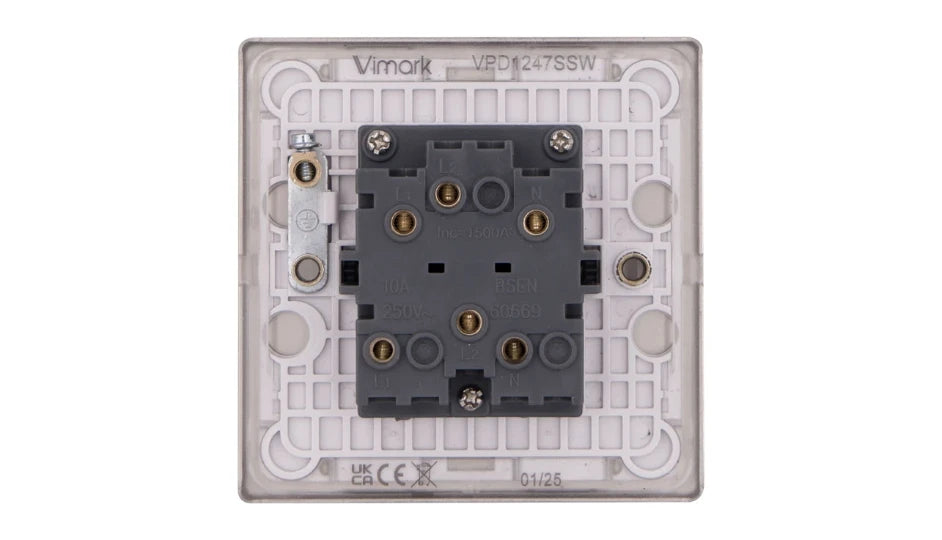 VPD1246SSW - Pro Décor 3 Pole Fan Isolator 10A Stainless Steel White Insert