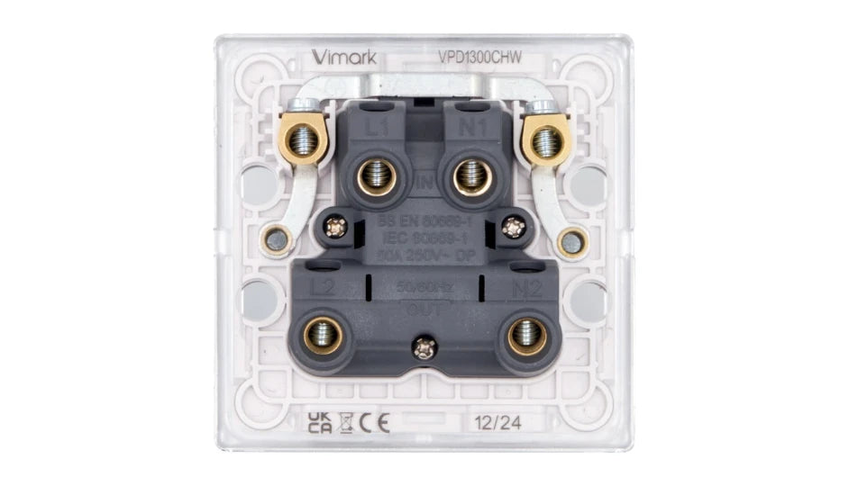 VPD1300CHW - Pro Décor 50A DP Switch Chrome White Insert