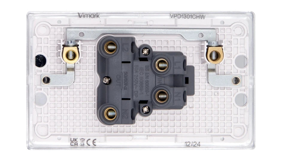 VPD1301CHW - Pro Décor 50A DP Switch Tall Chrome White Insert
