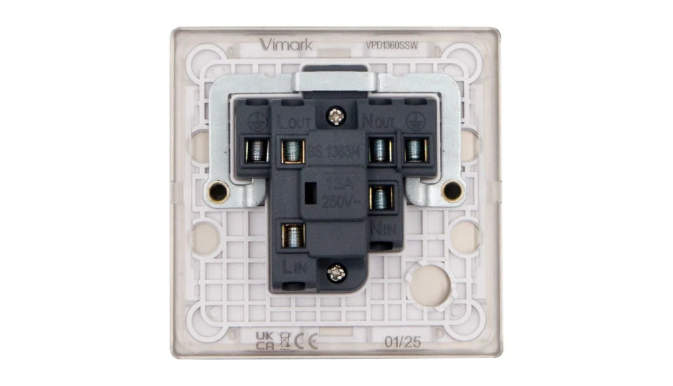 VPD1360SSW - Pro Décor 13A Unswitched Spur Stainless Steel White Insert