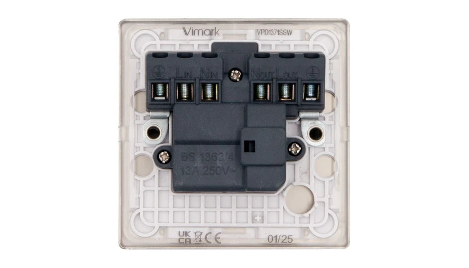 VPD1371SSW - Pro Décor 13A Switched Spur with Neon Stainless Steel White Insert