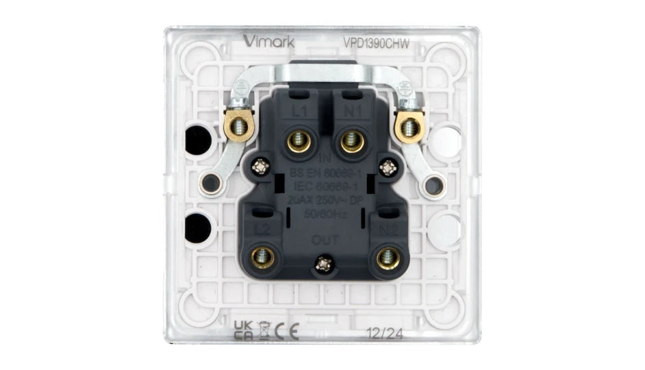 VPD1390CHW - Pro Décor 20A DP Switch Chrome White Insert