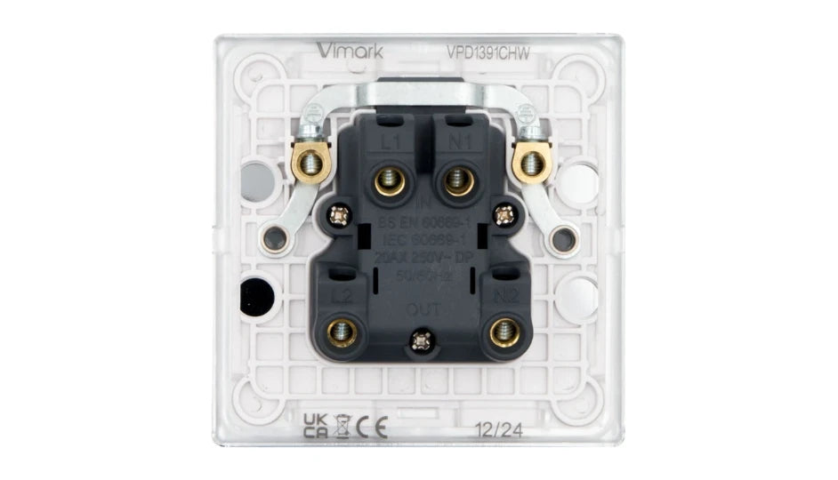 VPD1391CHW - Pro Décor 20A DP Switch with Neon Chrome White Insert