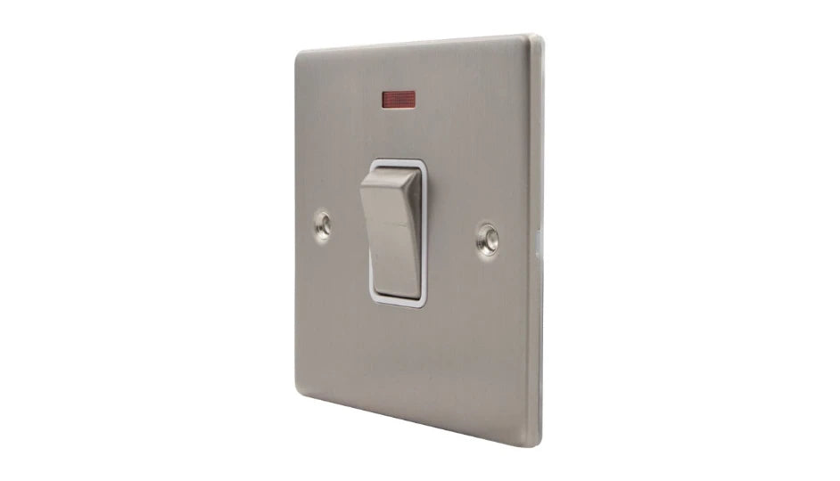 VPD1391SSW - Pro Décor 20A DP Switch with Neon Stainless Steel White Insert