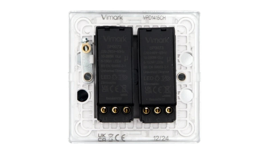 VPD1415CH - Pro Décor 2 Gang 250W Universal Dimmer Chrome