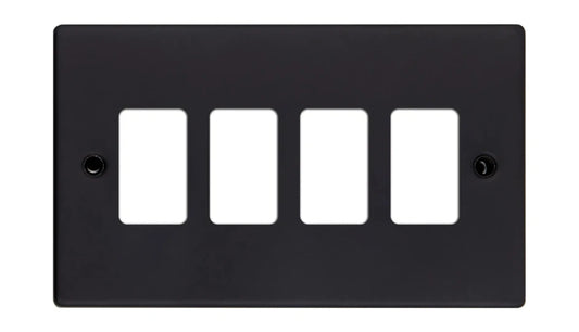 VPD2704MB - Pro Décor 4 Gang Grid Plate Matt Black
