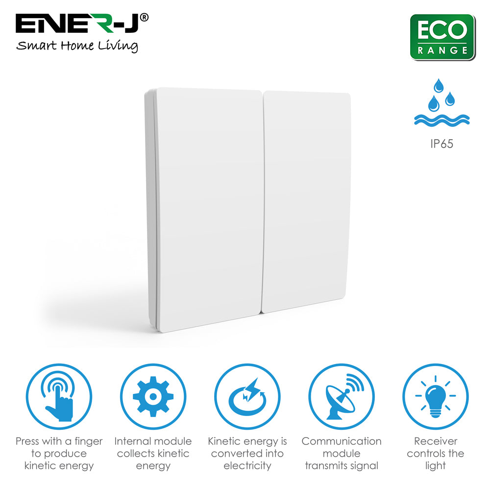 WS1051 - 2 Gang Wireless Kinetic Switch ECO RANGE