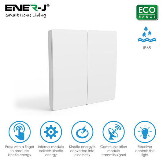 WS1051 - 2 Gang Wireless Kinetic Switch ECO RANGE