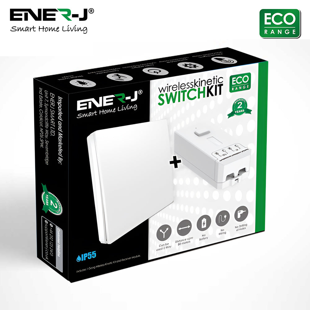 WS1061X - ENERJ 1 Gang Wireless Kinetic Switch & 100W RF Wi-Fi Dimmable Receiver Bundle Kit