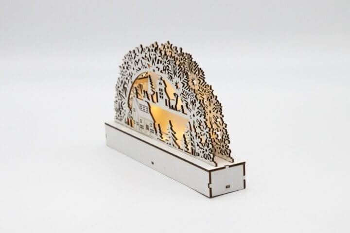 Light Up Wooden Village Christmas Candle Bridge Scene